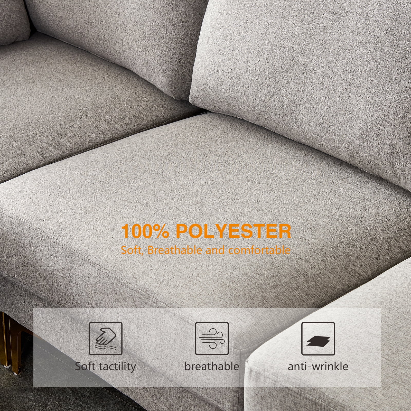 TrumanPick Convertible Sectional Sofa Couch, Modern&nbsp;3 Seat L Shaped Couch with Chaises for Living Room Furniture, Gray
