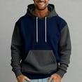 thumbnail image 5 of QHRMKOG Men Hoodies Loose Fit Color Block Hooded Sweatshirrt Casual Long Sleeve Drawstring Pullover Hoodies Winter Warm Tops with Pockets Gray M, 5 of 5