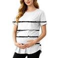 thumbnail image 2 of Gytharion Maternity Nursing Blouse for Women Round Neck Stripes Breastfeeding Tshirts Fashion Casual Short Sleeve Pregnancy Tops, 2 of 6