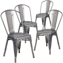 Flash Furniture Clear Coated Metal Indoor Stackable,PK4 4-XU-DG-TP001-GG