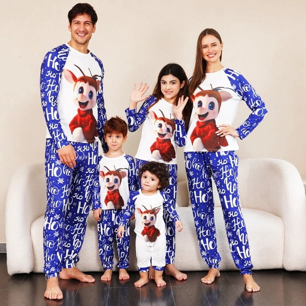 2023 New Winter Cartoon Cute Elk Pajamas Set for Family Mom Daughter Dad Son Baby Christmas Matching Clothes Toddler's Pyjamas