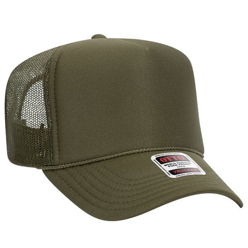 Southern Attitude Designs- Darlin' Neon Pink Puff Olive Unisex Foam Trucker Hat