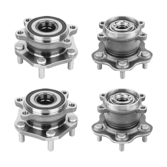 AutoShack Front & Rear Hub Bearing Assemblies for Nissan, Rogue 2014-2019 Rogue Sport 2017-2022 Qashqai 2017-2018, AWD L4 2.0L 2.5L - Without ABS, 5-Lug