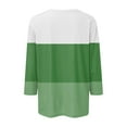 thumbnail image 5 of CLOISE Womens Tees Fall Cute Striped Tees Round Neck 3/4 Sleeve Tops Oversized Color Block Basic Shirts Flowy Clothes Green 2XL, 5 of 5