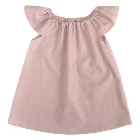 

Pedort Summer Dresses For Girls 2023 Girls Dress Basic Short Sleeve A Line Swing Skater Twirl School Party Dress Pink 110