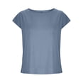 thumbnail image 2 of Women's Summer Cotton Linen Tops Round Neck Solid Color Blouse Casual Loose Short Sleeve T-shirt, 2 of 4