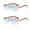 Blue+Blue, variant on 2 Pairs Rimless Square Fashion Glasses for Men Women, Vintage Metal Double Bridge Wide Lightweight Eyewear Party Photo Prop Accessories