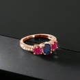 thumbnail image 3 of Gem Stone King 2.22 Ct Oval Blue Sapphire Red Ruby 18K Rose Gold Plated Silver Moissanite Ring (Size 6), 3 of 4