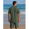 thumbnail image 5 of COOFANDY Men' Summer Beach 2 Piece Outfits, Casual Textured Henley Shirt and Shorts Set Resort Wear, 5 of 6