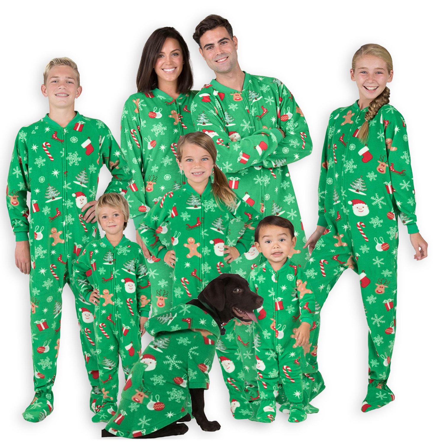 Footed Pajamas - Family Matching Green Christmas One Pieces for Boys, Girls, Men, Women and Pets - Pet - XLarge (Fits Up to 75 lbs) - image 1 of 7