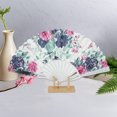 thumbnail image 4 of Unique Bargains 1 Pc Floral Folding Fan for Masquerade Blue Silk Fabric, 4 of 5