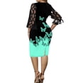 thumbnail image 4 of DYMADE Women Plus Size Elegant 3/4 Sleeve Floral Print Short Slim Evening Dress, 4 of 4