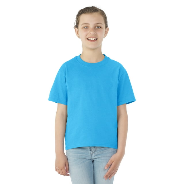 Jerzees Youth DRI-POWER Active Short Sleeve Crew T-Shirt, L, Aquatic Blue