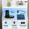 thumbnail image 4 of Toogaho White Tall Nightstand with Charging Station and LED Lights, LED Nightstand with Bookshelf, Bedside Table with Shelves and 2 Drawers, Tall End Side Table with USB Ports and Outlets, 4 of 9