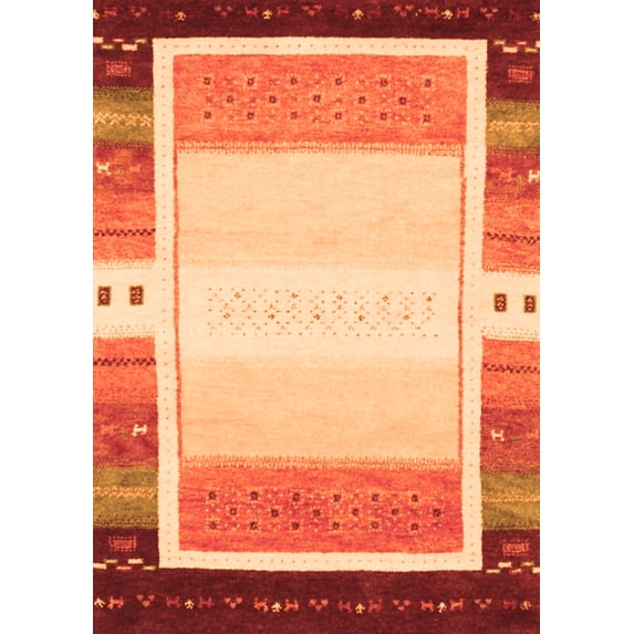 Ahgly Company Indoor Rectangle Abstract Orange Contemporary Area Rugs, 8' x 12'