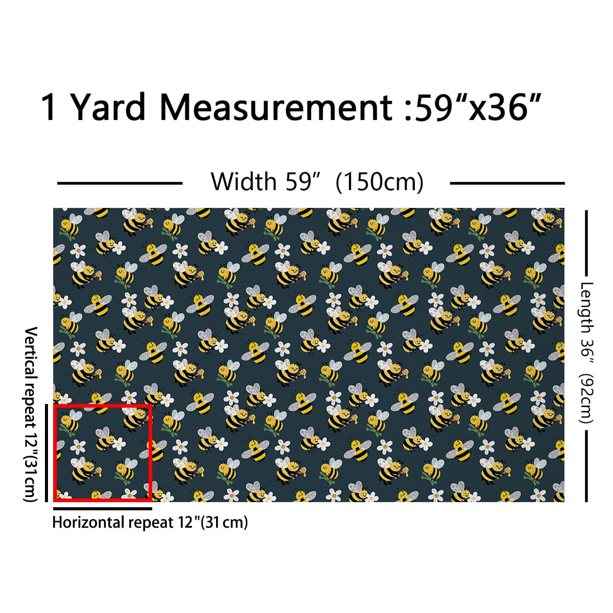 jejeloiu Cartoon Bee Fabric by the Yard 3 Yards,Kawaii Daisy Flower Sewing Fabric,Yellow White Teal Fabric for Sewing For Girl,Luxury Bedroom Decor
