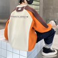 thumbnail image 4 of Generic Boys Color Block Crewneck Sweatshirt Cute Print Fleece Pullover Sweaters Kids Trendy Casual Baggy Long Sleeve School Clothes, 4 of 4