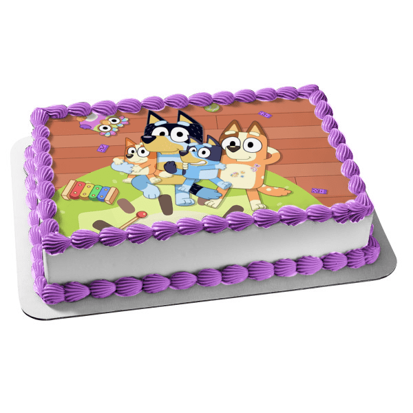 1/4 Sheet Bluey Mum Dad Chilli Edible Cake Topper Image ABPID52106