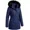 Navy, variant on Winter Thicken Puffer Coat for Women Warm Waterproof Jacket with Faux Fur Removable Hood, Brown