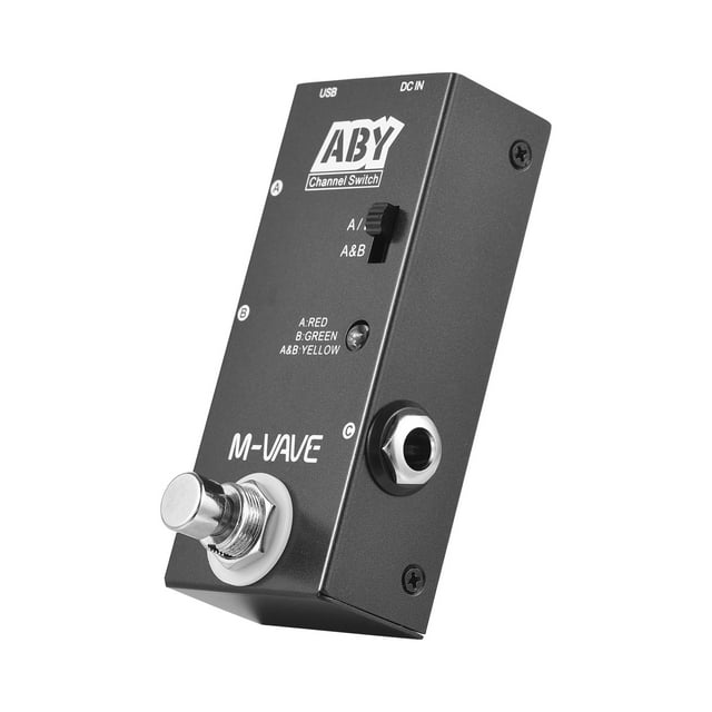 M-VAVE Metal ABY Channel Switch Pedal for Guitar & Bass - Bidirectional Signal Router with 1/4" MONO/TS Jacks, DC9V (≥300mA) & USB5V (≥300mA) Power Options, Compact 3.54x1.91x1.65in Design, 6.29oz