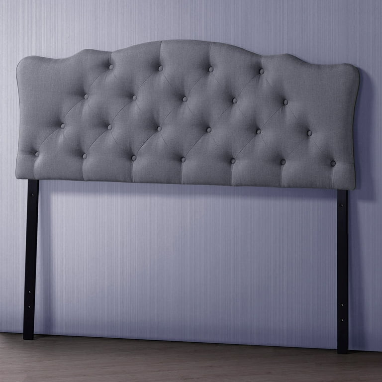 Baxton Studio Rita Modern and Contemporary Full Size Grey Fabric Upholstered Button-tufted Scalloped Headboard Baxton Studio Rita Modern and Contemporary Full Size Grey Fabric Upholstered Button-tufted Scalloped Headboard