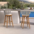 thumbnail image 3 of PURPLE LEAF Patio Bar Height Stools Set of 2 Modern Wicker Barstools Indoor and Outdoor Bar Chairs with Ergonomic Back and Cushion, Teak, 3 of 8