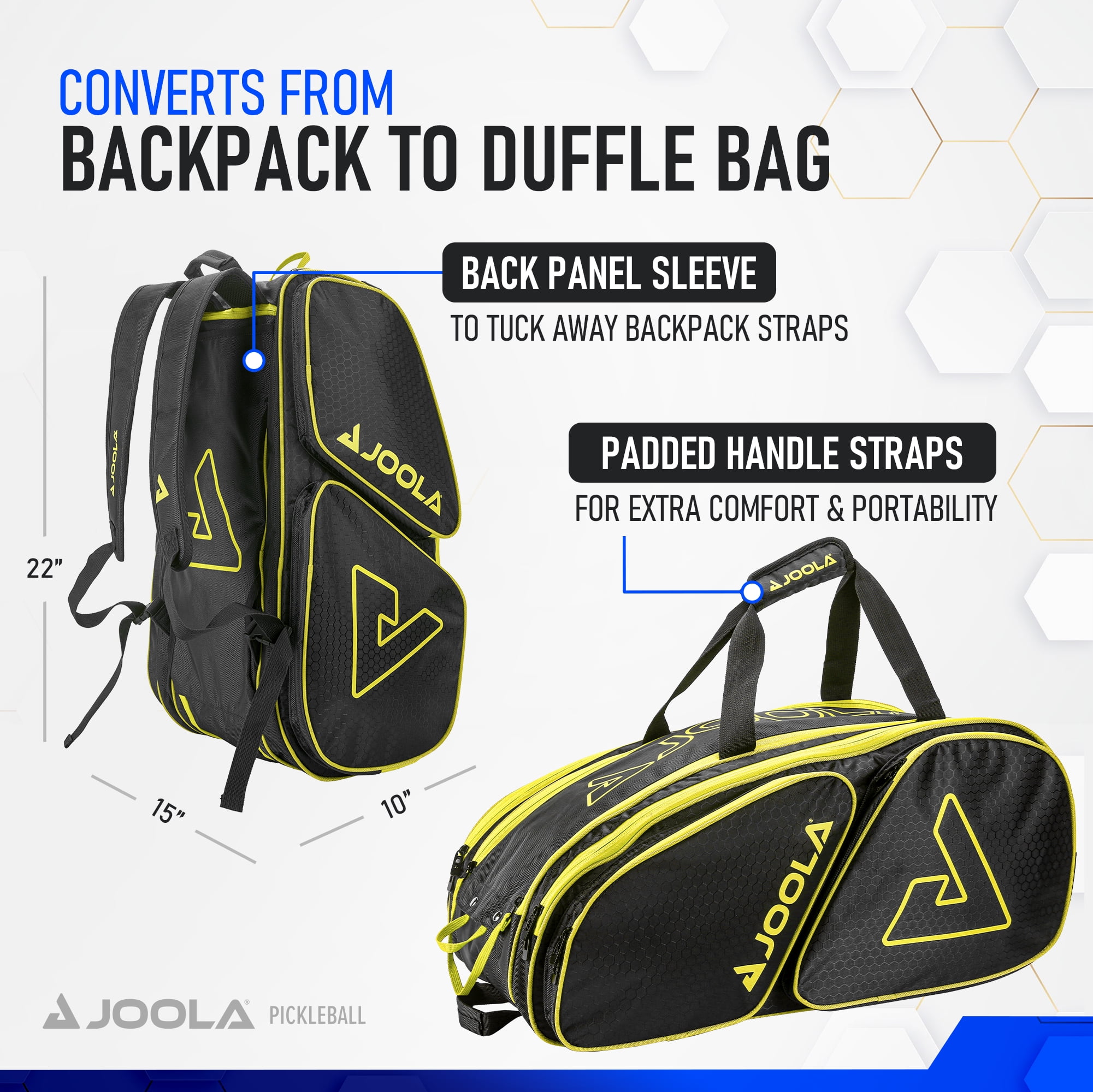 JOOLA Tour Elite Pro Pickleball Bag, Black/Yellow
