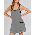 thumbnail image 4 of otnbgsr Women's Casual Summer Tennis Dress Sleeveless V Neck Athletic Mini Dress with Built-In Shorts Striped Vacation Outfit, 4 of 8