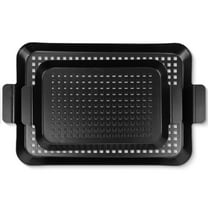 Gzcmxh Grill Pan, 2 Grilling Tray - Outdoor Grilling Baskets with Hole, 3.0 Pounds Good Bbq Grill Set for Camping Vegetable Meat (Black)