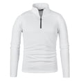 thumbnail image 4 of Turtleneck Shirts for Men Solid Color Zip Neck Men's Thermal Base Layer Warm Winter Casual Layering Tops White 2XL, 4 of 5