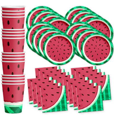 Watermelon Birthday Party Supplies Set Plates Napkins Cups Tableware Kit for 16
