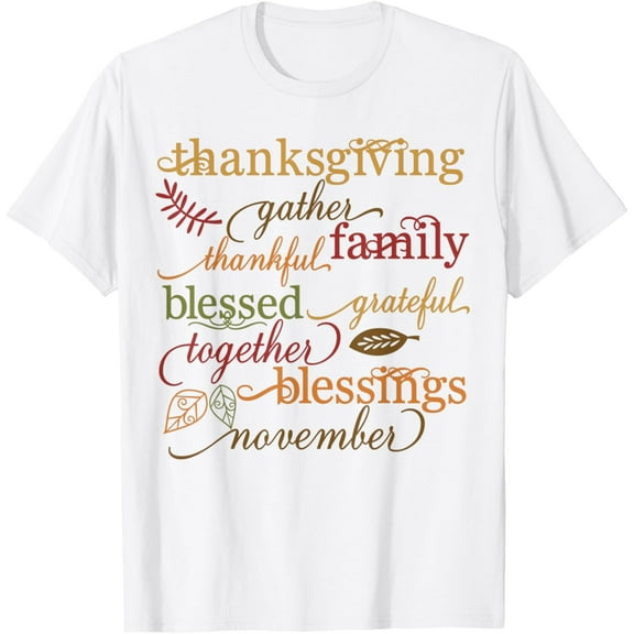 Thankful Blessings Thanksgiving Family T-ShirtMen's and women's pure cotton short-sleeved shirts