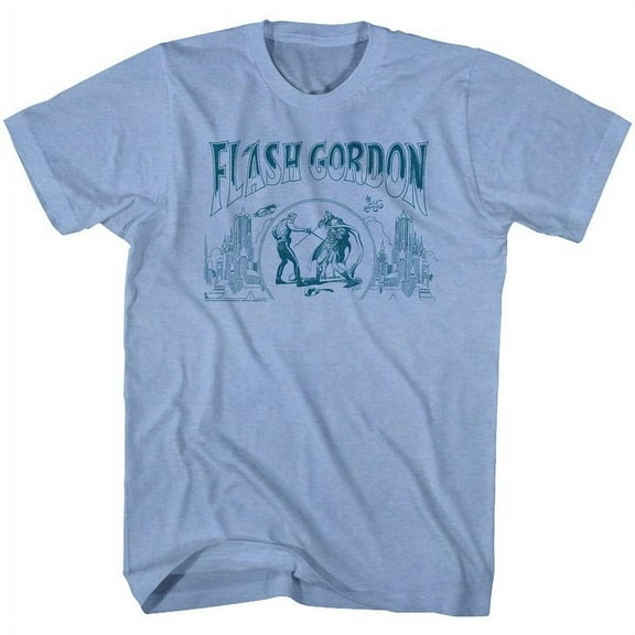 Flash Gordon Flash Light Blue Heather Adult T-Shirt