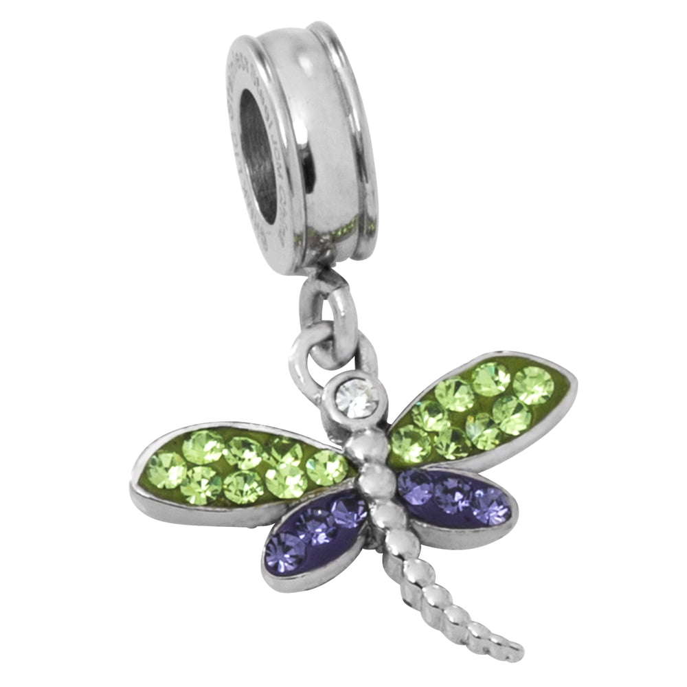Hallmark Jewelry Stainless Steel Crystal Dragon Fly Bead