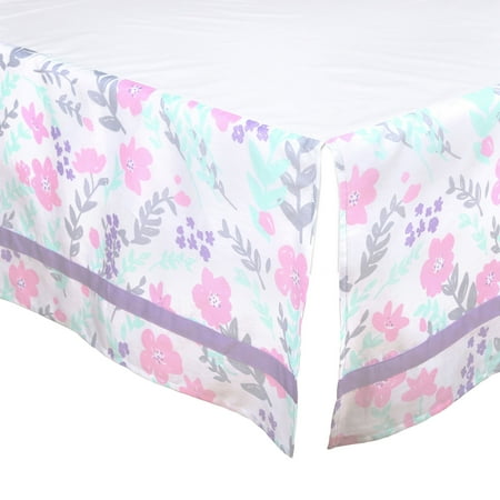 The Peanut Shell Tailored Crib Skirt Pink Mint Green Purple