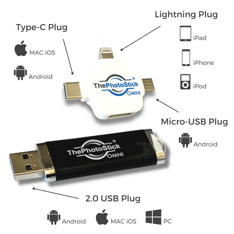 Photo Stick 128 GB Photo Video Backup USB 2.0 Flash Thumb Drive