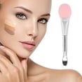 thumbnail image 2 of Unique Bargains 1 Pc Durable Rhombus Stripe Facial Mask Brush Matt Silver Tone Pink, 2 of 5
