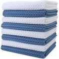thumbnail image 1 of Ultra Premium Microfiber Kitchen Dish Hand Towel Waffle Weave, 8 Pack (16x28 in, Blue, White), 1 of 6