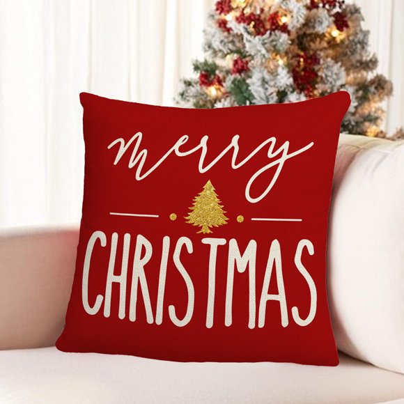 Decoraciones navideñas, adornos navideños, regalos navideños. Funda de almohada navideña con estampado de melocotón, funda de almohada con alces y árbol de Navidad. Funda de cojín para sofá cama, tama
