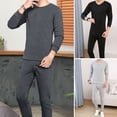 thumbnail image 2 of comerut 2 Pcs/Set Winter Men Thermal Underwear Set Round Neck Long Sleeve Warm Thick Plush Plus Size Slim Fit Elastic Open Crotch Men Pajamas Set Homewear Clothing, 2 of 8
