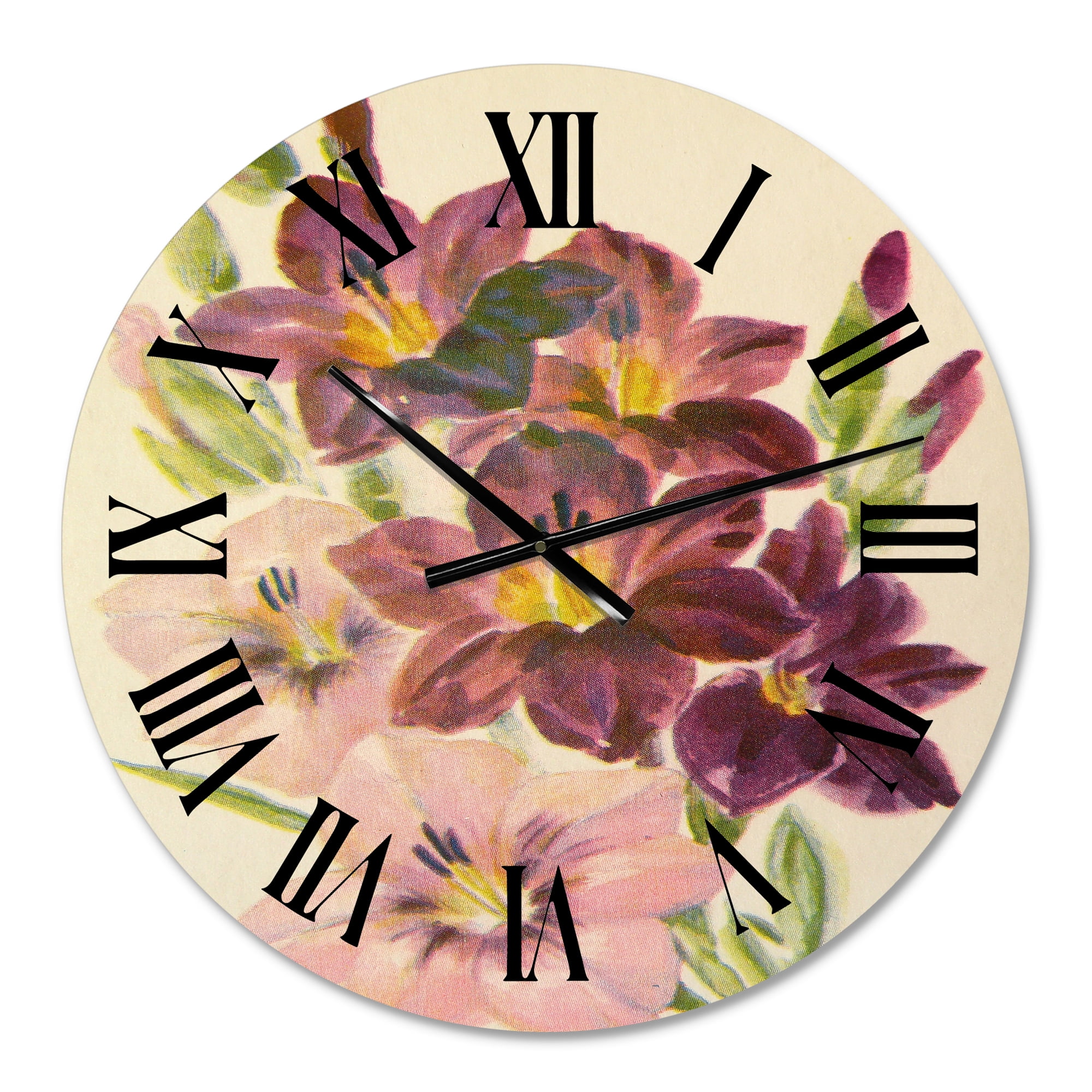 Designart 'Retro Light And Dark Pink Gladiolus' Traditional Wall Clock