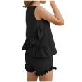 thumbnail image 5 of snilers Girls Summer Outfits Sleeveless T-Shirts and Elastic Waist Shorts Ruffle Clothing Sets 2 Piece Kids Clothes Set Size 5-15 Years, 5 of 9