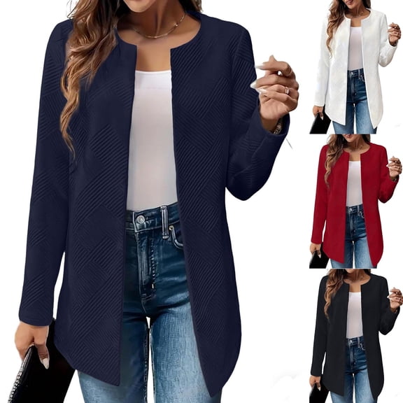 yillto Womens Plus Size Cardigan Jacket Open Front Casual Dressy Blazer Ladies Work Office Coat S-5XL