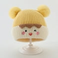 thumbnail image 2 of Oiyii Toddler Boys Cartoon‑Embroidery Knit Hat Solid Winter‑Warmth Beanie Daily‑Wear Headwear, Yellow, 2 of 8