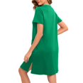 thumbnail image 4 of felwors Women Zipper Front House Coat Short Sleeves/3/4 Sleeve Robe Bathrobes Lightweight Knee Length Short House Dress Green, XL, 4 of 5