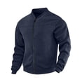 thumbnail image 3 of Men's Sweatshirt Full Zip Up Stand Collar No Hood Casual Jackets with Pockets Long Sleeve Mock Neck Fall Warm Coats, XL, 3 of 10