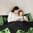 thumbnail image 5 of Feelyou Fashion Princess Bow Queen Comforter Set, Leopard Cheetah Print Bedding Sets, Green Dreamy Bowknot Reversible Bedding Comforter Set, Microfiber Bedroom Decor, 3-Piece, 5 of 8