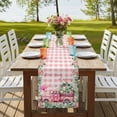 thumbnail image 4 of Table Runners 72 Inches Long Dress Scarves, Eucalyptus Trucks Farmhouse Kitchen/Dining Table Runner, Coffee Tablerunners, Spring Farmhouse Floral Leaves Pink Plaid 18x72 Inch, 4 of 9