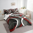 thumbnail image 2 of Manfei Vintage Geometric Stripe 7-Piece Twin Bedding Sets,Modern Abstract Art Bedding Comforter Set,Red Gray White Sheet Sets For Men Women,Super Cozy Room Decor Reversible, 2 of 7