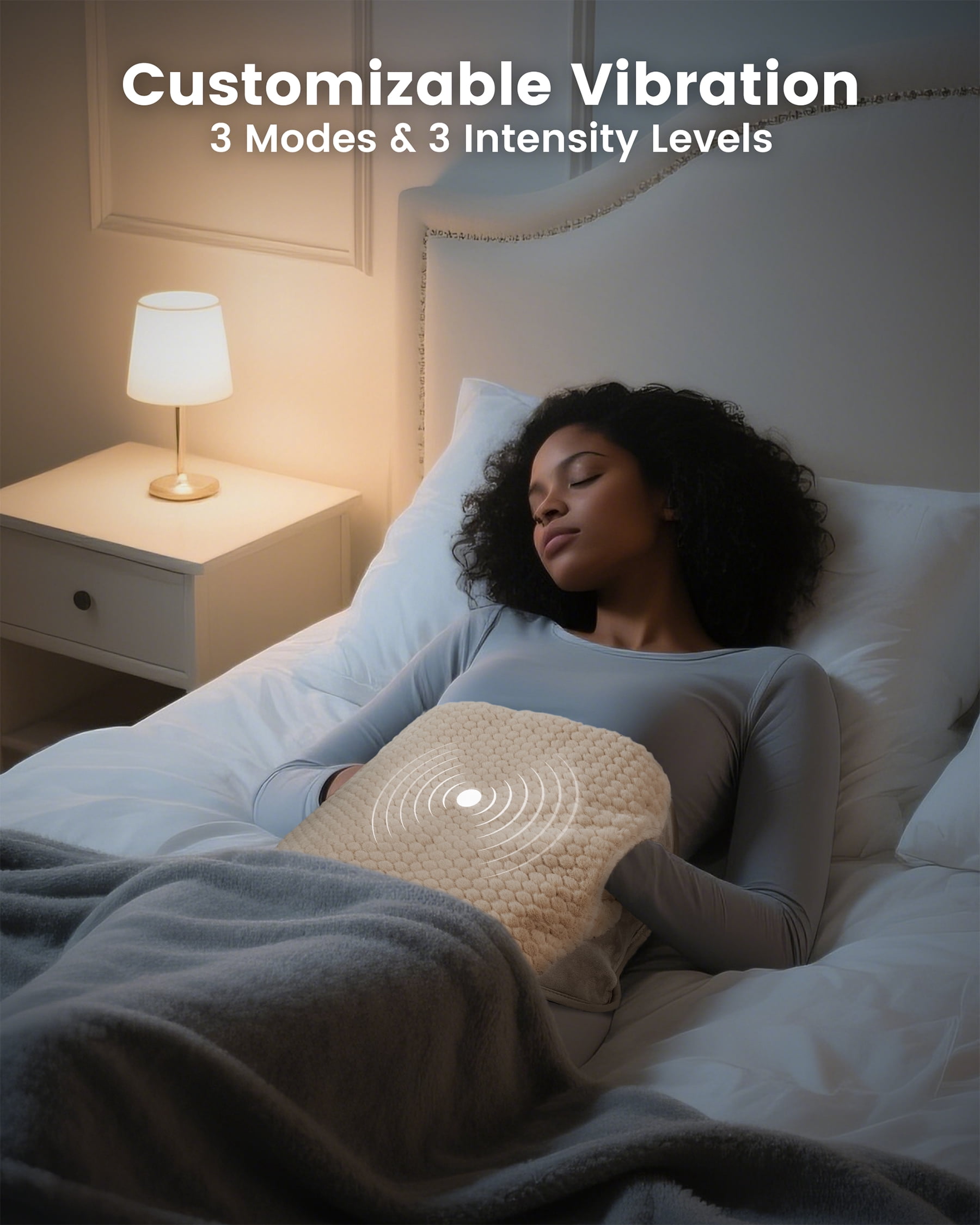 Heating Pad with Massager for Back Pain Relief, Heating Pad Wrap for Period Cramps Lower Back Neck Shoulders Relief